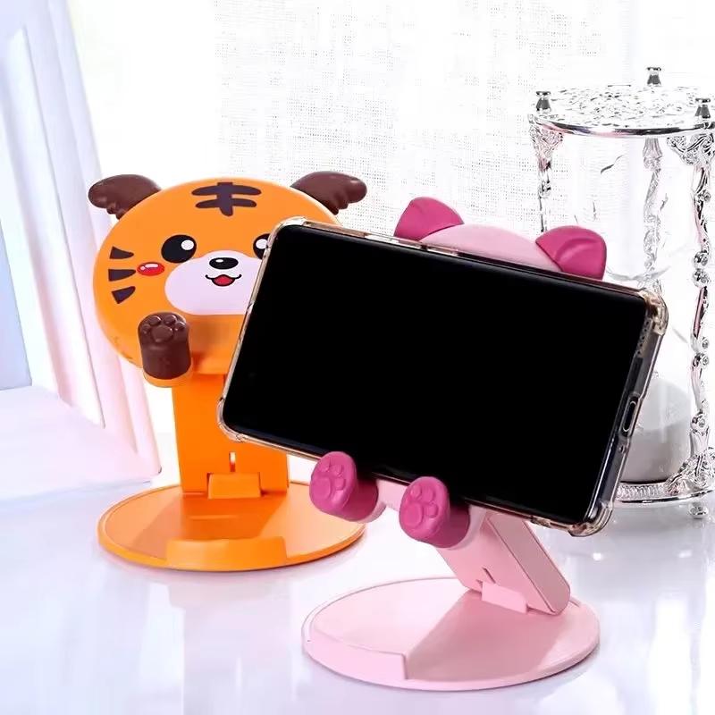 Portable Cartoon Mobile Phone Tablet Holder Desktop Bracket Universal Foldable Lifting Bracket Creative Cute Bracket for Phones