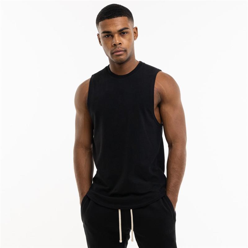 Muscleguys Men's Summer Thin Sports Vest Round Neck Solid Color Simple Fitness T-shirt Sweat-absorbing and Comfortable