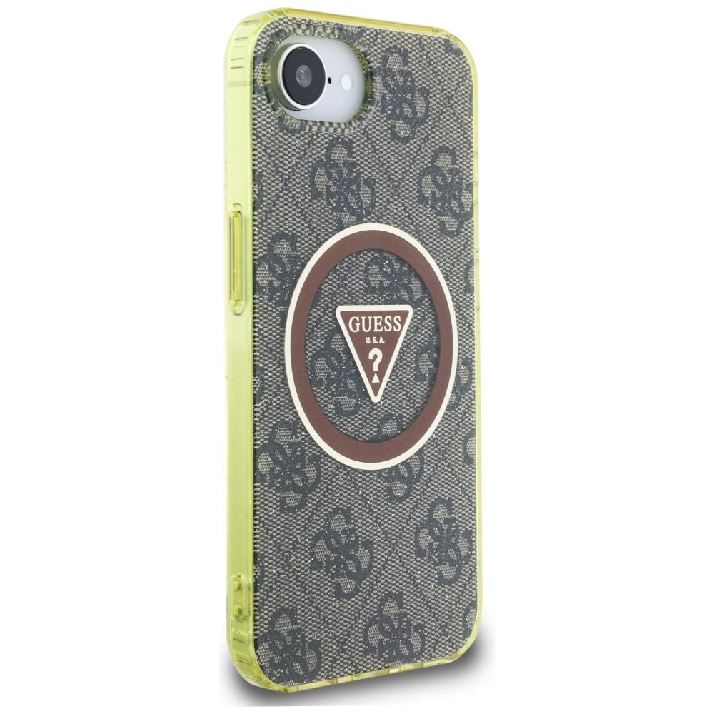 Etui Guess Iml Metal Glitter 4G Circle   Triangle Magsafe Do Iphone 16E Brązowy