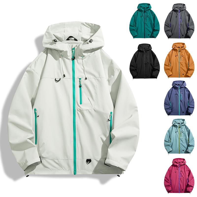 Men's Hard Shell Jacket Waterproof Windproof Outdoor Hiking Hooded Coat
