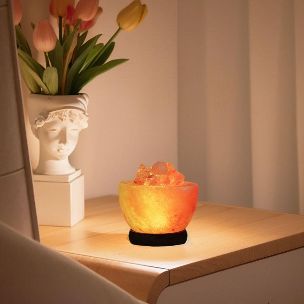 Himalaya-Salzlampe, LED-Nachtlicht mit Sockel, Kristallsalzsteinlampe, Nachttisch-Nachtlicht, Dekoration für Zuhause und Schlafzimmer