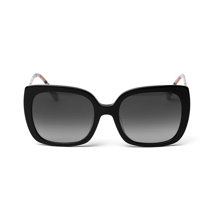 Burberry New Striped Collection Elegant Socialite Resort Fashion Trend Plate Frame Square Sunglasses Women's