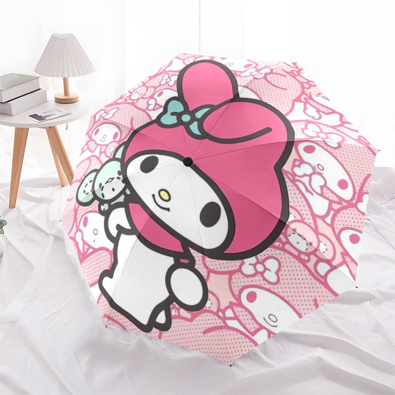 1pc My Melody Automatic Opening and Closing Umbrella - Lightweight 3-Fold Design, Suitable for Fans, Travel, Daily Use, Interesting Shape, Considerabl