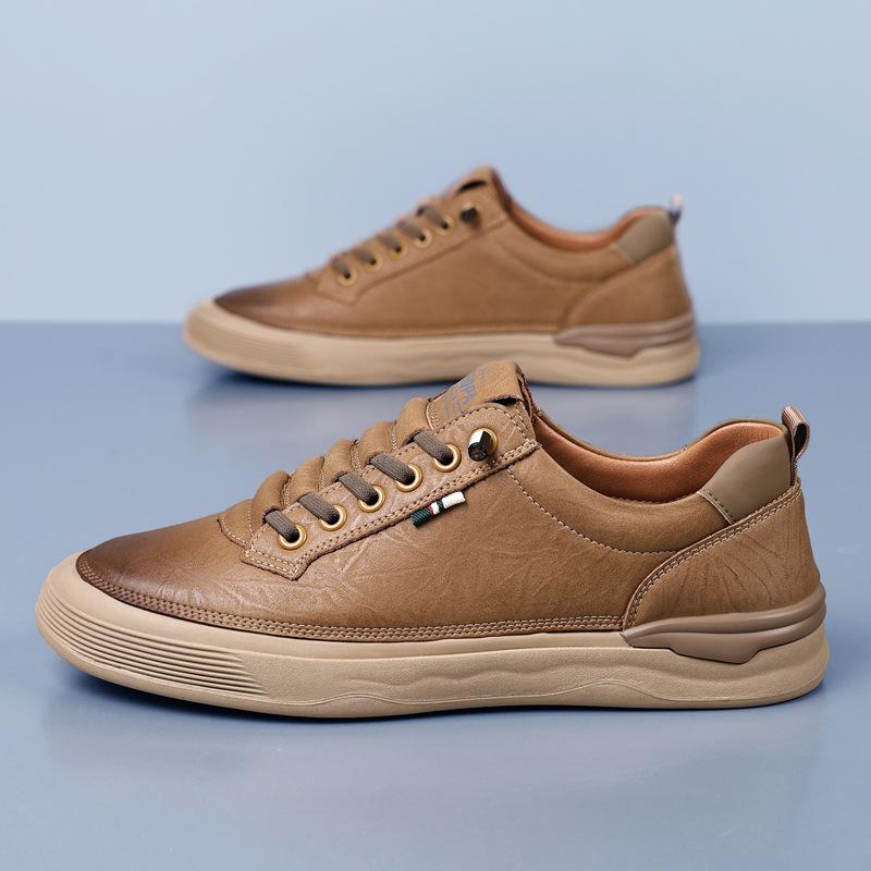 

8091 men s shoes board shoes white shoes spring low-top flat-soled leather surface handmade retro shoes 38 хаки