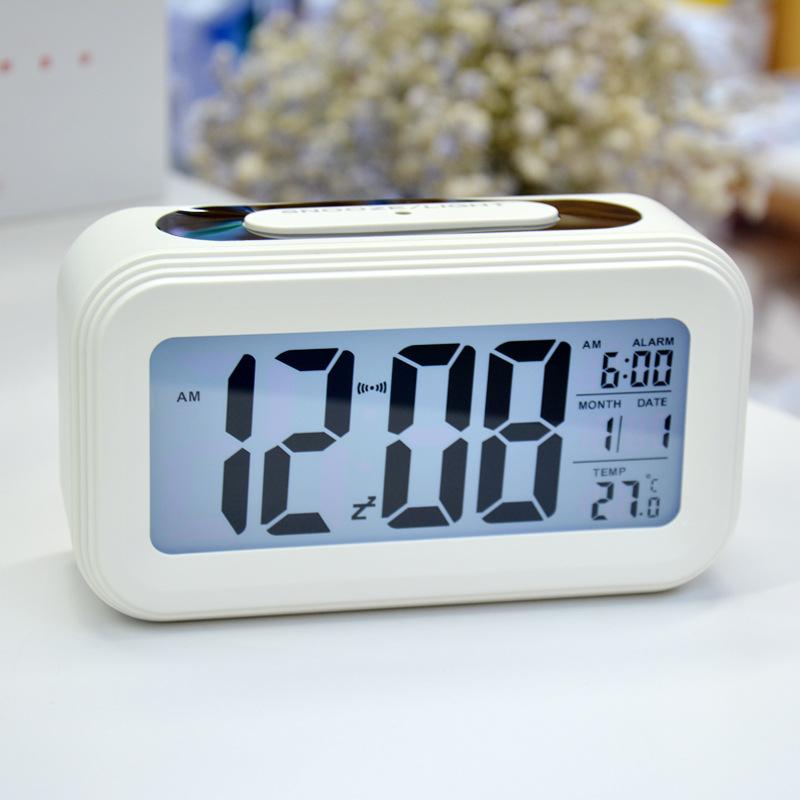 Alarm Clock Desktop Digital Clock  LCD Large Screen Temperature Calendar Nightlight Wake-up Student Snooze Clock 12/24H Bedrooms