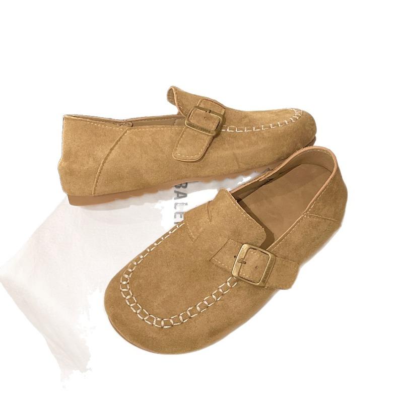 Fashion Women Single Shoe Suede Surface Soft Casual Spring Slip-On Lolita Shoes Cow Suede Flats Daily Flat Shoes Women's Loafers