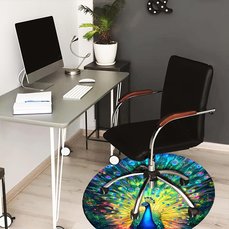 

1pc Office Carpet Chair Mats Colorful Peacock Feather Artwork Perfect for Decorating Office Chairss, Or Bedrooms.YDT570 80cm by 80cm