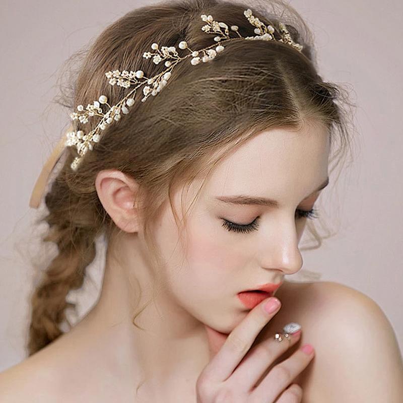 1PC Leaf Headband Simplicity Alloy Elegant Accessories Gift Headband Wedding Bead Bride Handmade