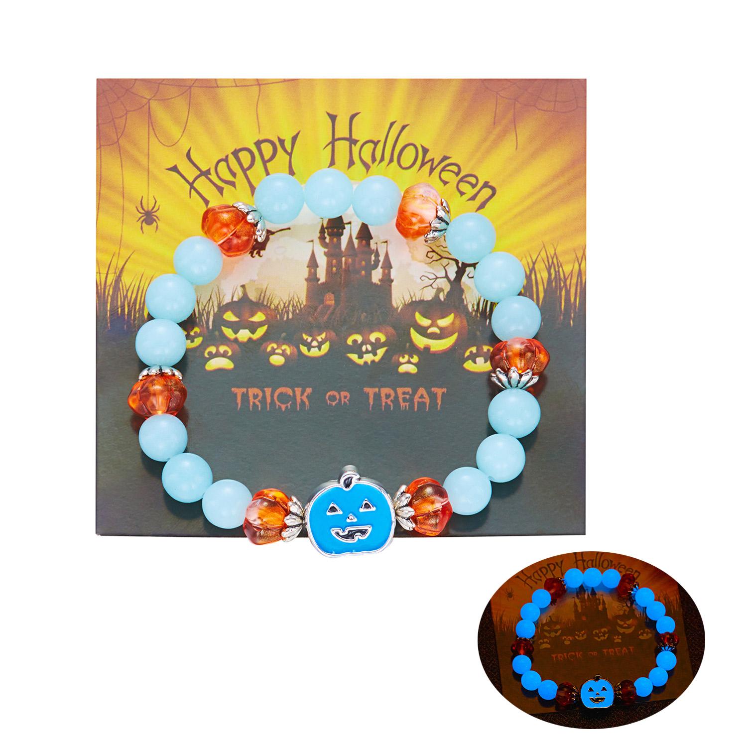 

Halloween Luminous Ghost Beaded Bracelet For Women Glow In The Dark Cartoon Pumpkin Night Light Beads Bangle Party Zircon Gifts