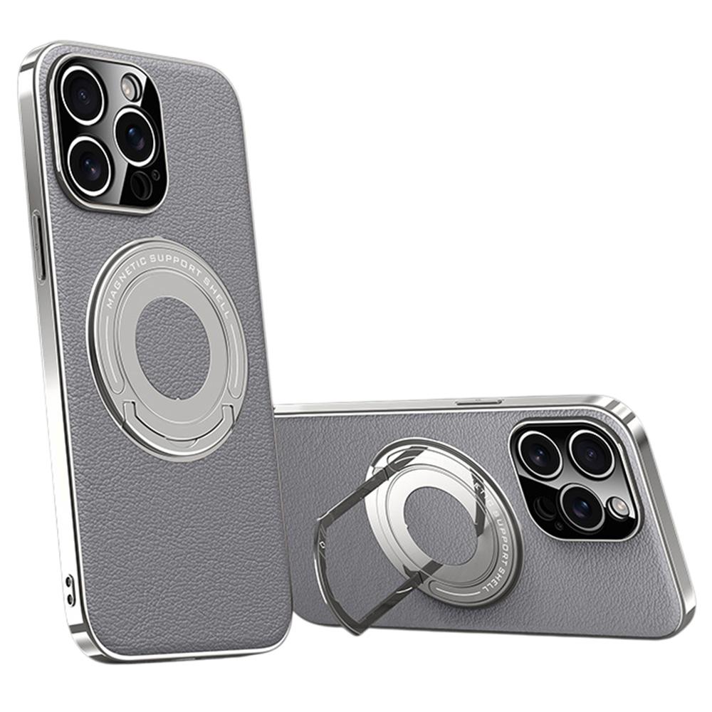 For iPhone 14 Pro Case Compatible with MagSafe Leather TPU Back Cover with Hidden Kickstand