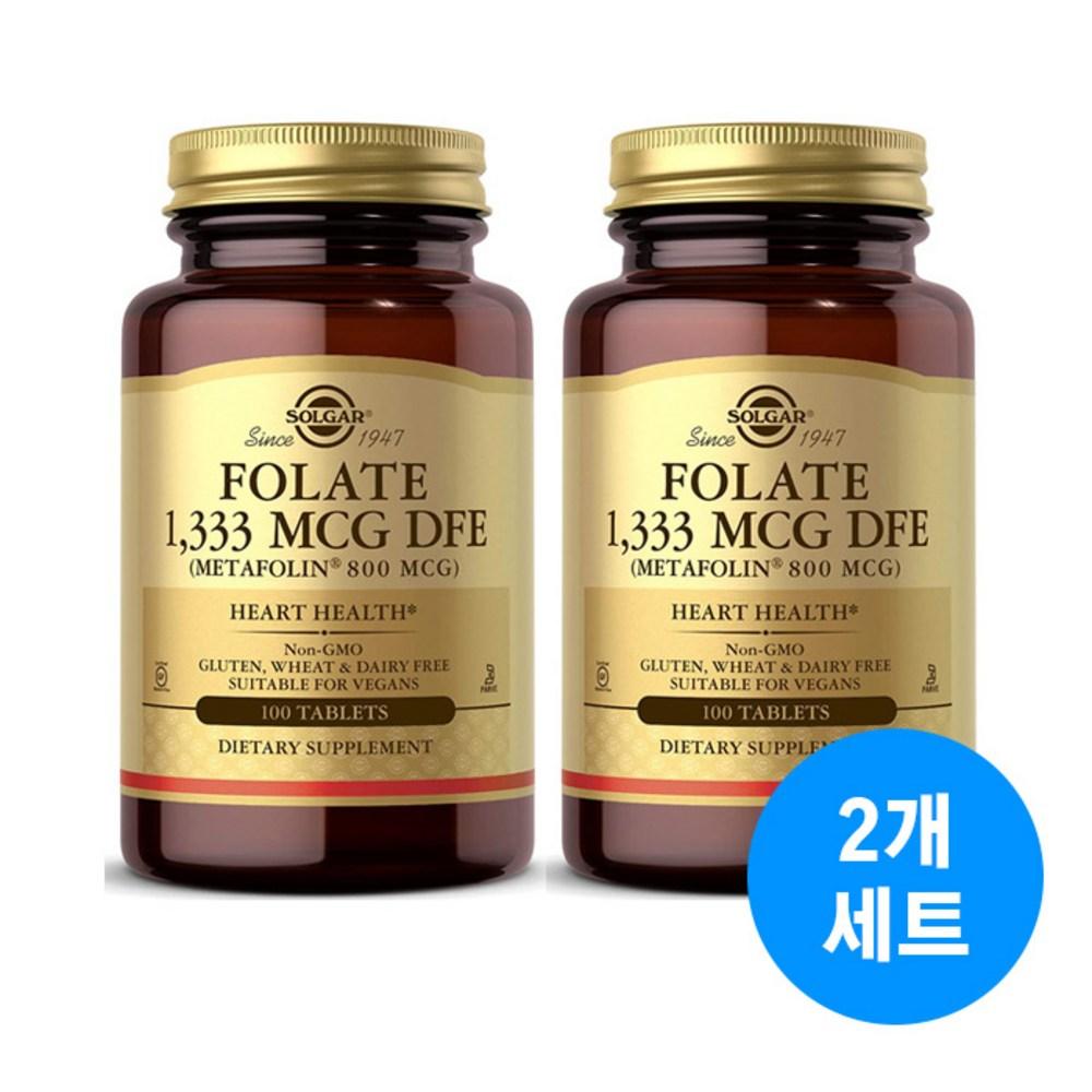 Solgar Folate 800mcg, 100 Tablets X 2 Bottles, 2 Pieces