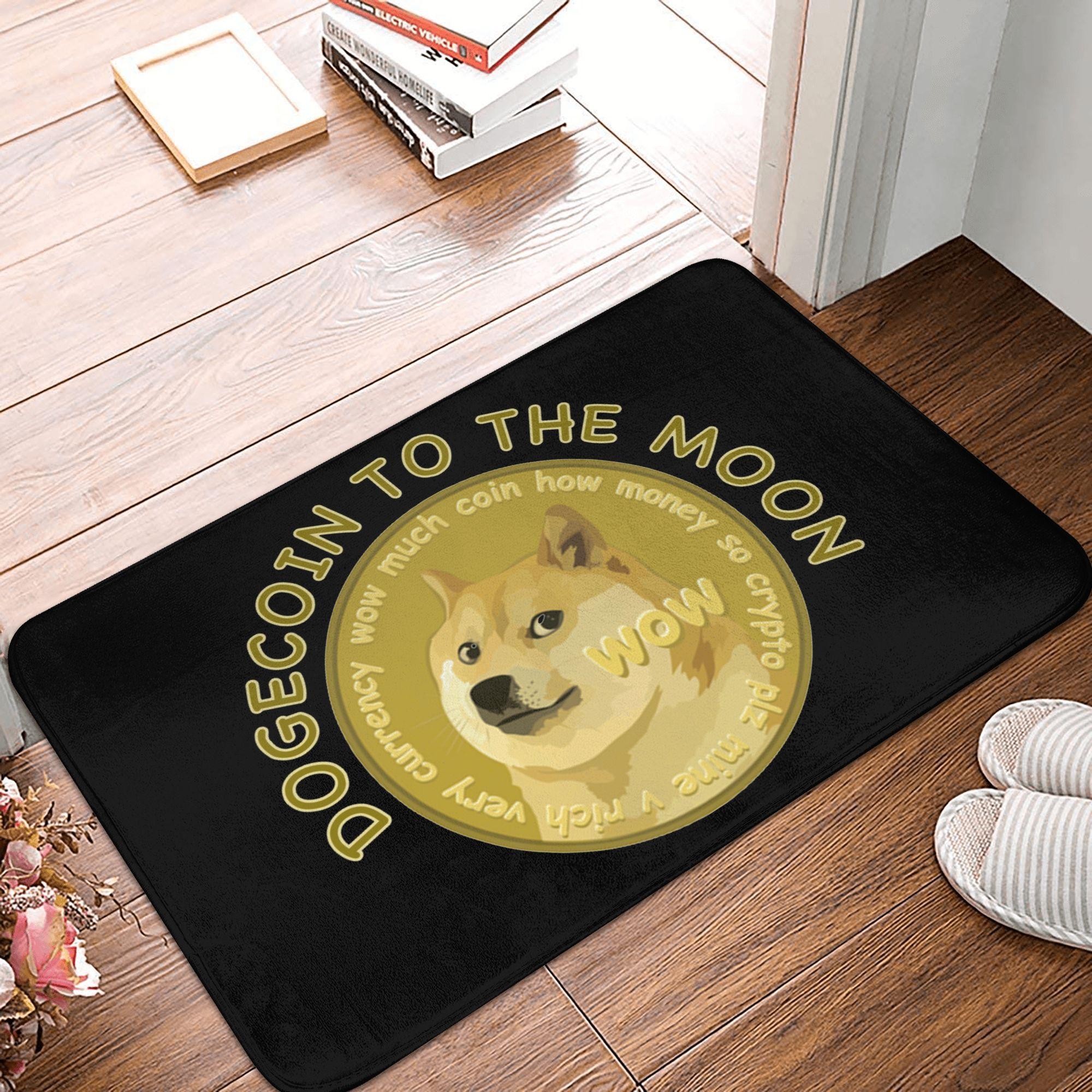 

Cryptocurrency Dogecoin Doormat Anti-Slip Entrance Kitchen Bathroom Floor Door Mat Bitcoin Bedroom Balcony Rug Carpet Footpad 40cmx60cm