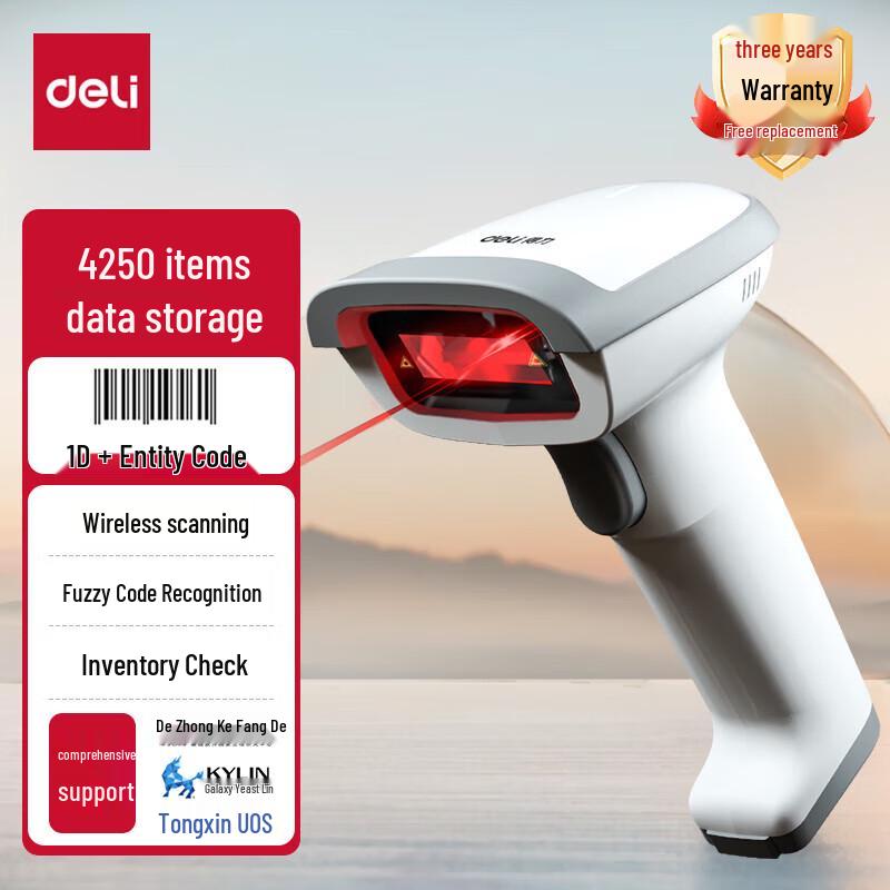 Deli Wireless 1D Laser Barcode Scanner