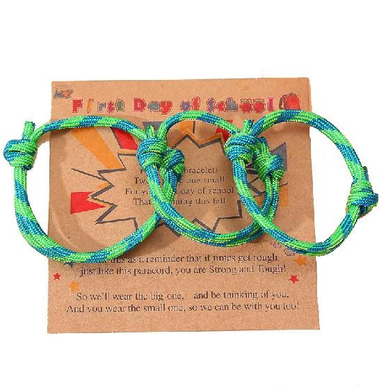 3PC First Day of School Woven Bracelet Back to School Family Son/Daughter With Father/Dad and Mother/Mom Ease back-to-school anxiety