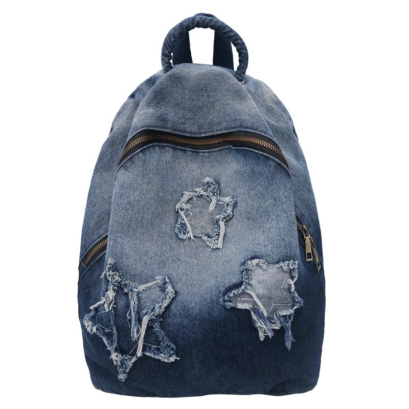 Rucsac Școlar pentru Elevi Rucsac Denim cu Gradient pentru Elevi de Gimnaziu