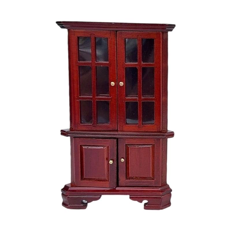 1/12 Scale Miniature Wood Corner Display Cabinet For Doll House Accessories With MultiTier Storage Design Scene Decors