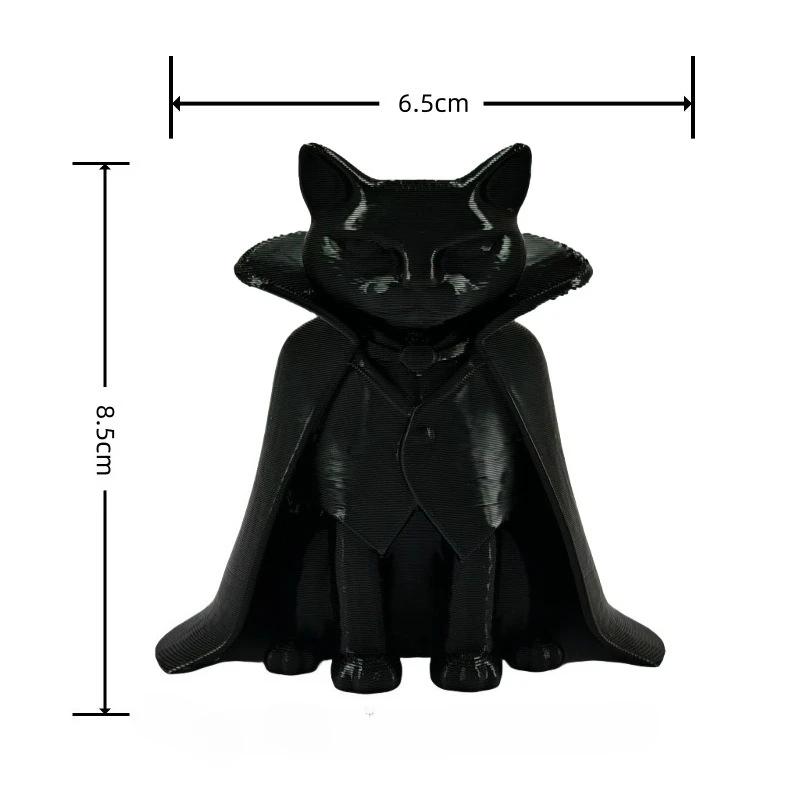 

3D Printed Dracula Cat Statue with Cape Fun Indoor Plastic Statue, Perfect Gift for Cat Lovers, Birthday, Easter, Christmas Gift