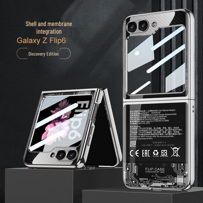 Samsung Z Flip6 Foldable Phone Case: Lightweight Glass Electroplating PC Hard Shell with Bare Metal Feel by GKK