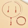 Elegant Rhinestone Jewelry Set: Necklace, Earrings & Bracelet for Women's Weddings