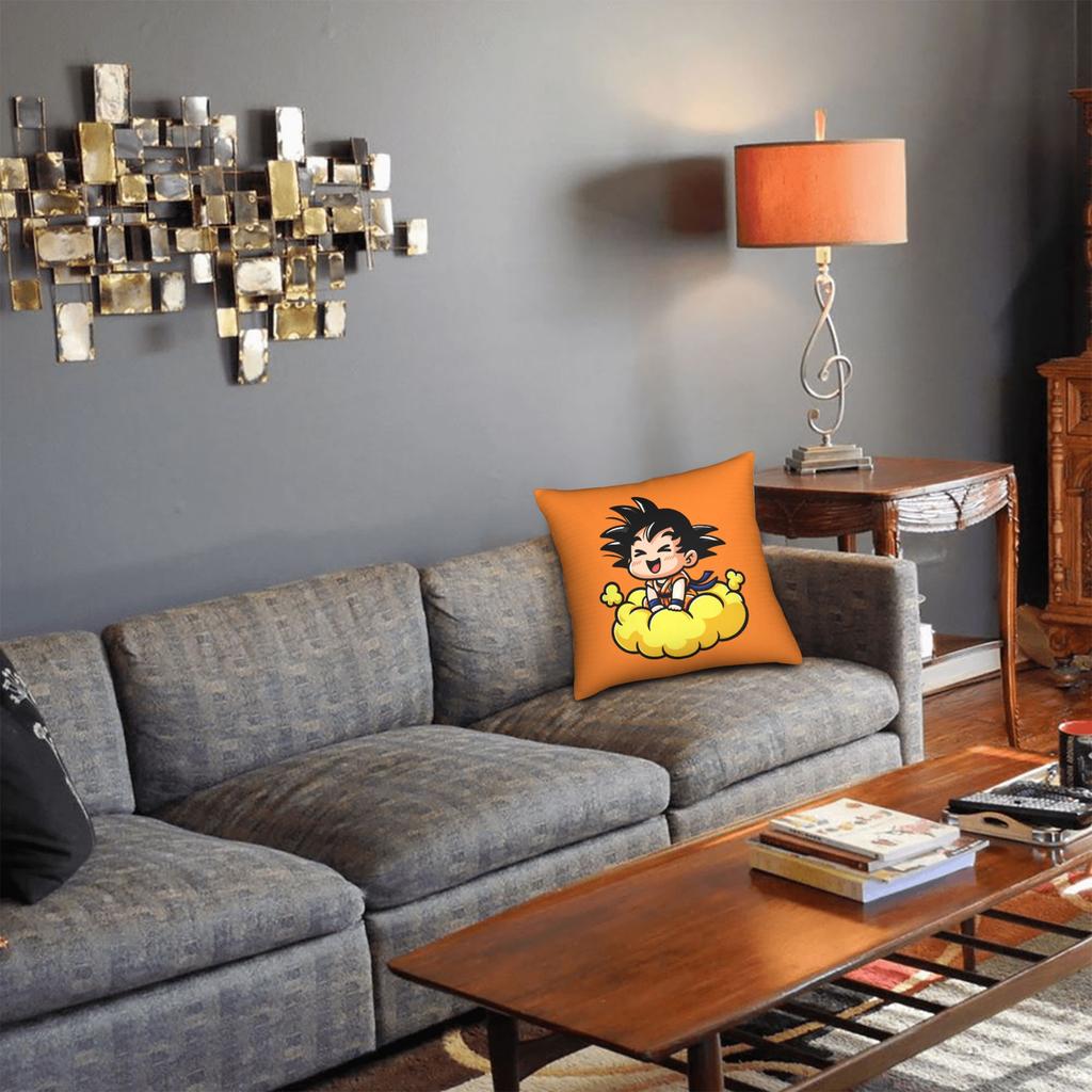 Dbz Goku Throw Pillow Cover Polyester Throw Pillow Cute Chibi Custom Pillowcover Home Decor