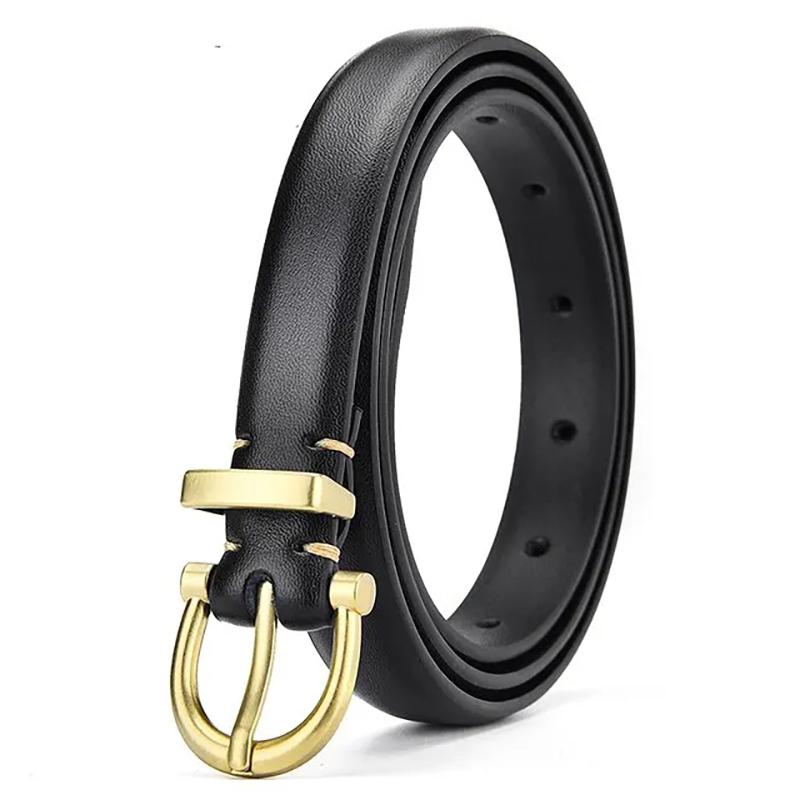 Women's Belt Trend Gold Buckle Belt Fashion Casual Versatile Thin Belt Soft PU Leather Belt Jeans Belt Gift for Mom Girlfriend