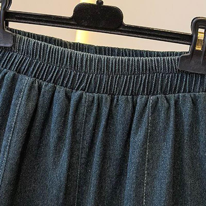 Pants for Women Elastic High Waist Long Trousers Plus Size Thickened Stretchy Solid Colour Versatile Loose-Fit Straight-Leg Wide-Leg Cropped Pants