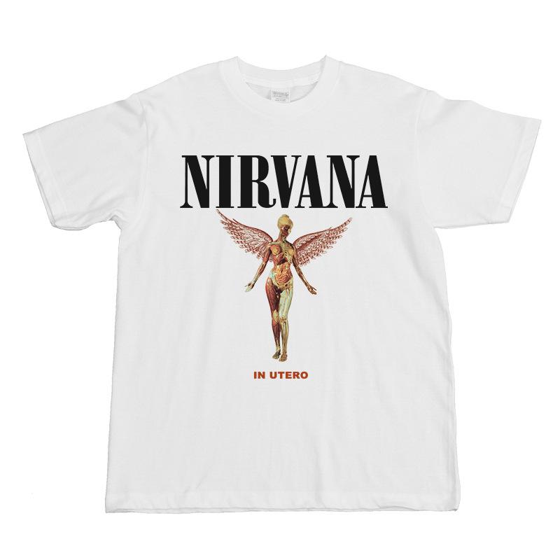 

Класична ретро бавовняна футболка гурту Nirvana для чоловіків та жінок, з коротким рукавом, літня, в панк-стилі, однотонна, вільна, повсякденна, дихаюча футболка S