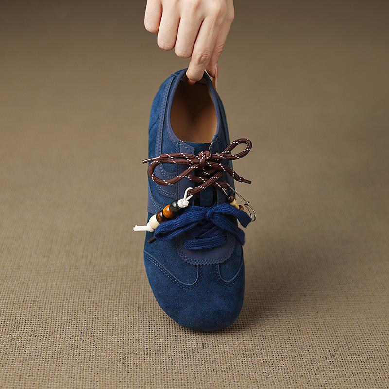 Women's Shoes Flats Casual Sneakers Round Toe Barefoot Woman Elegant Low Heel Stylish Trend Luxury High Quality Blue