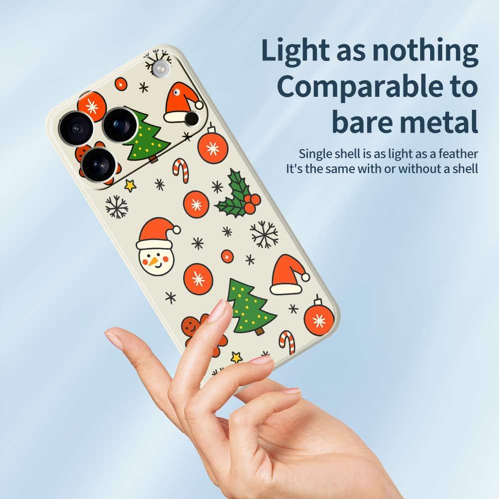 For iPhone 17 Pro Max Case Lovely Christmas Pattern Printing Straight Edge TPU Phone Back Cover