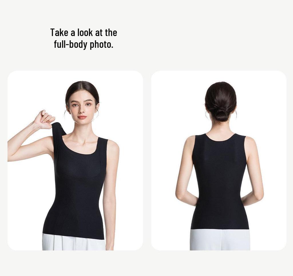 Women's Lifting Warm Vest: Slim Fit Sleeveless Base Layer with Heating, Chest Pads, and Abdomen Support for Autumn and Winter