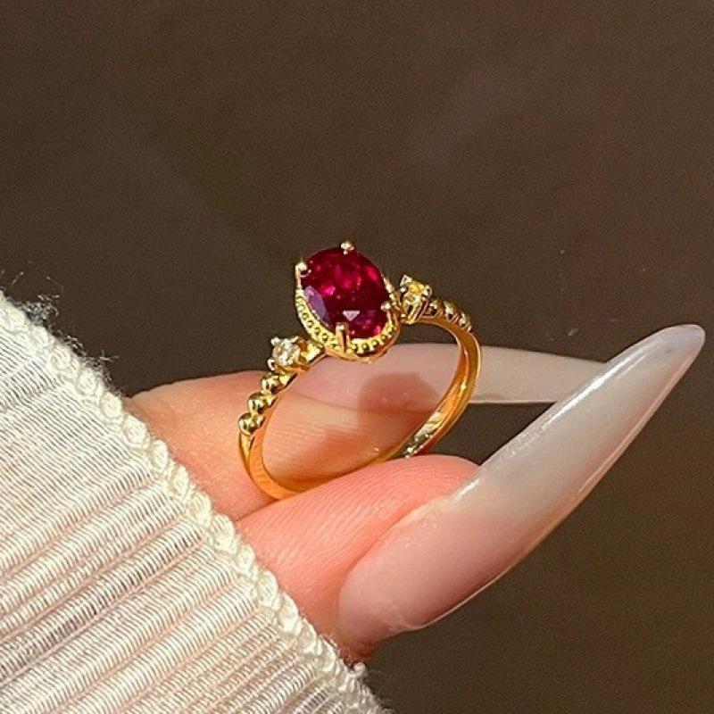 Vintage Hofstil Blauer Ring Damen Aquamarin Eingelegt Nische Französisches Design Offener Zeigefingerring