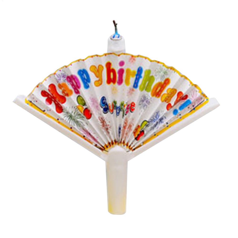 Surprise Candles Creative Happy Birthday Candle with Fan Shaped Banner Funny Cake Topper Trick Candles Party Decoration Supplies