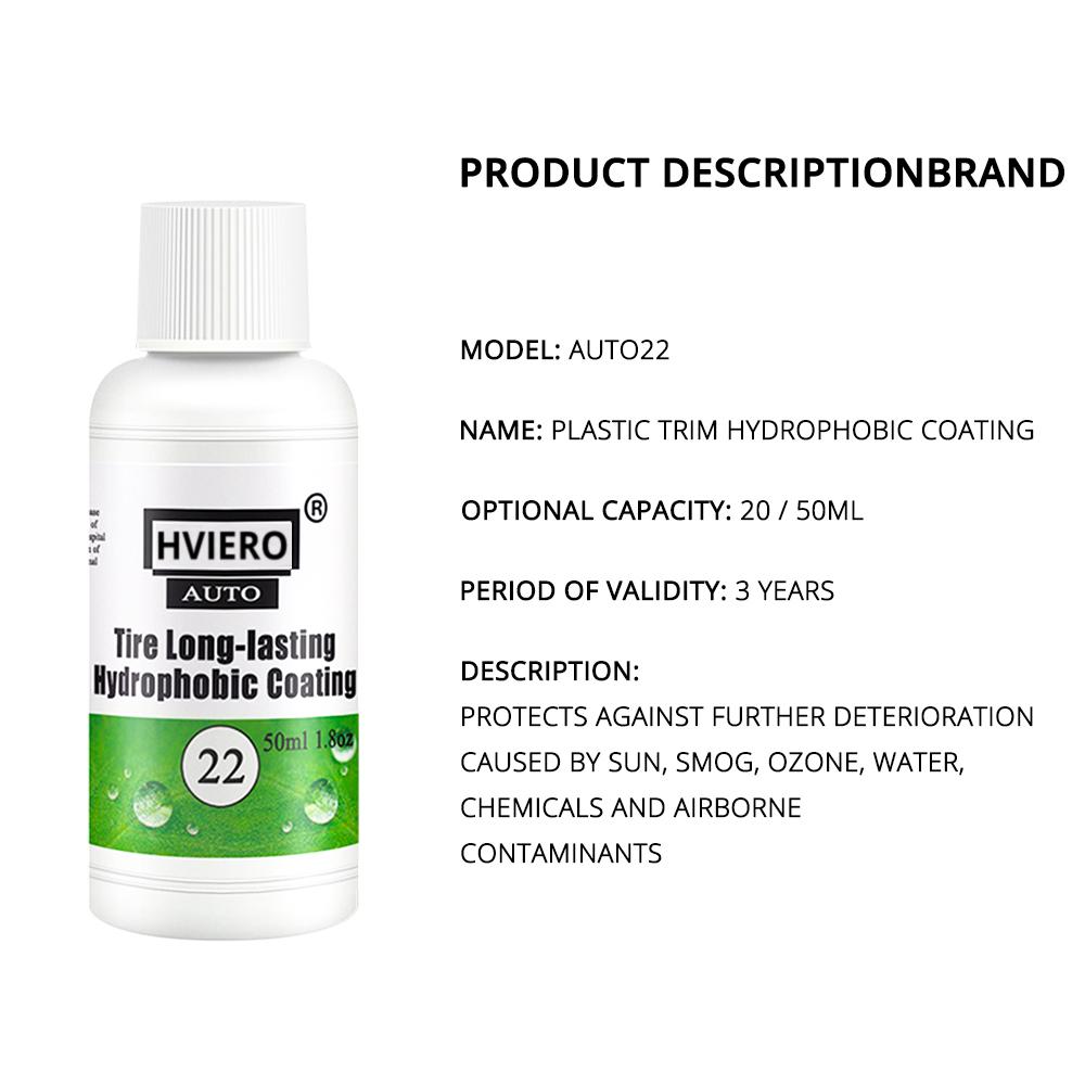 HVIERO 22 Reifencoating 20 50ml Auto Autowäsche Reinigungswerkzeuge Lackbeschichtungsmittel Reifen Langlebige Hydrophobe Beschichtung
