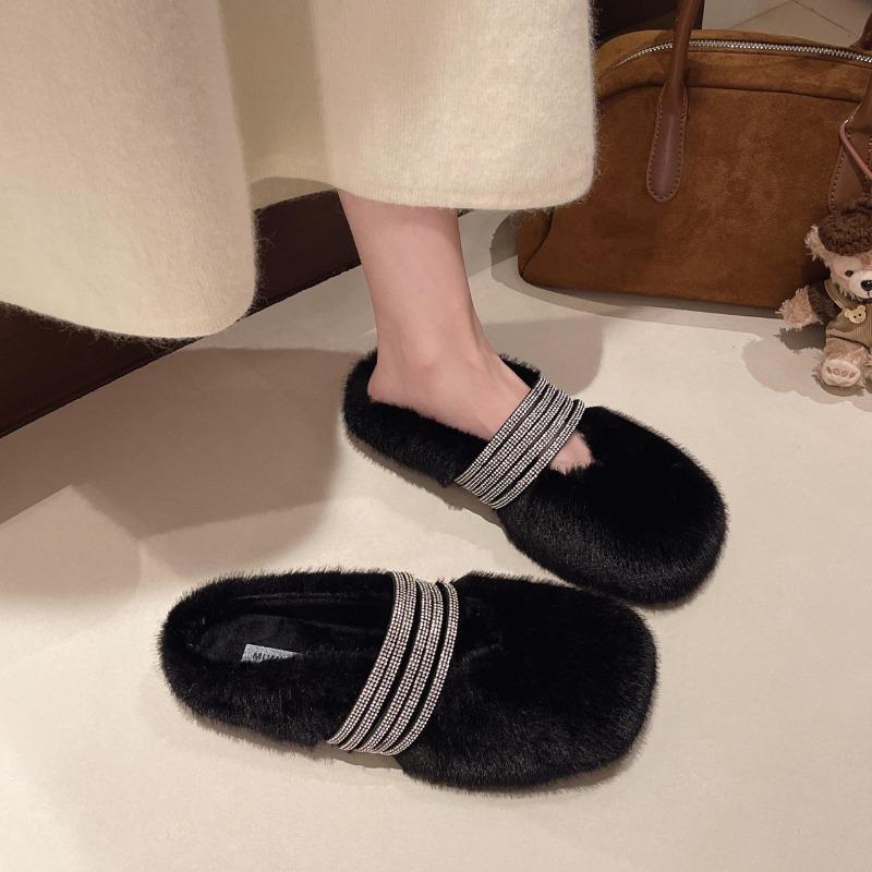 2025 NEW Women's Fashionable Warm and Lightweight Fleece-Lined Soft Warm Cotton Shoes Winter Flat Bottom Shoes Simple Style