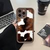 Custodia per telefono marrone con motivo mucca creativa adatta per iPhone 17 16 15 14 13 12 11 Pro/Max/Plus cover posteriore anti-caduta e anti-urto