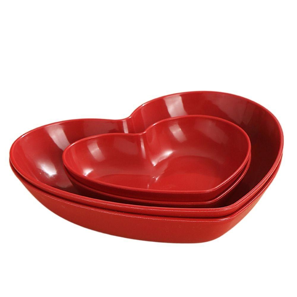 5/10Pcs Creative Love Fruit Plate Heart-shaped Nut Love Plate Red Love Plate  Home Party Use