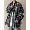 Men's Spring and Autumn Long Sleeved Loose Casual Japanese Retro Checkered Shirt Youth Plus Size Jacket