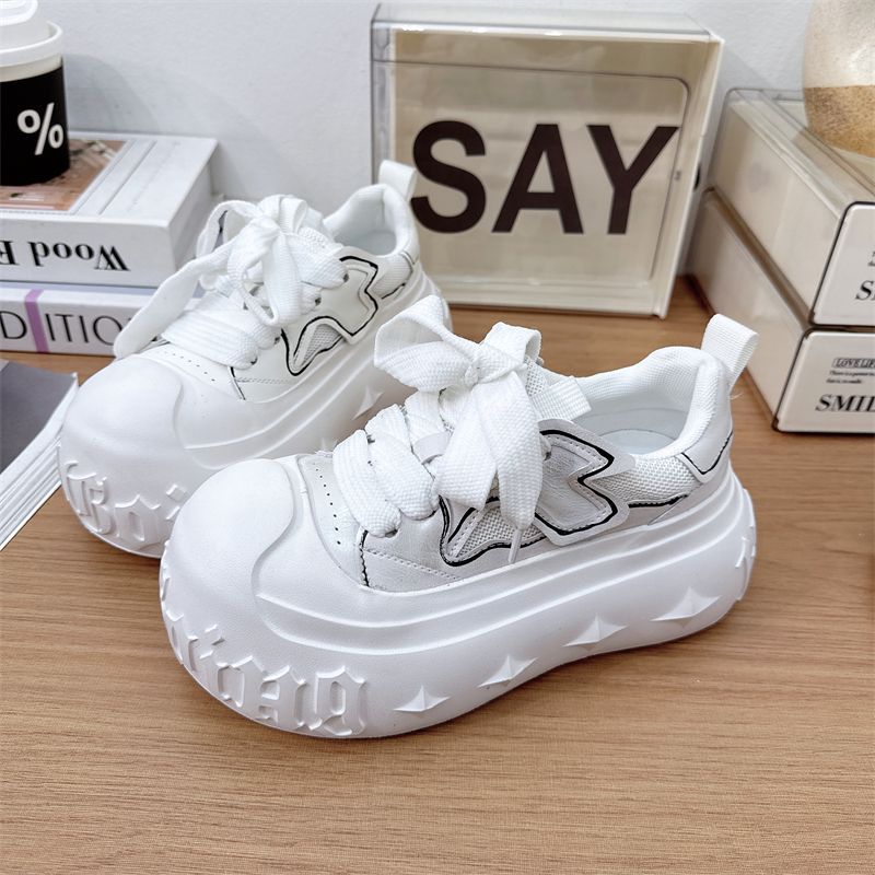Spring New Fashion Ugly Cute Big Head Little White Shoes Women's Casual Board Shoes Thick Sole Heightening Bread Shoes Tide