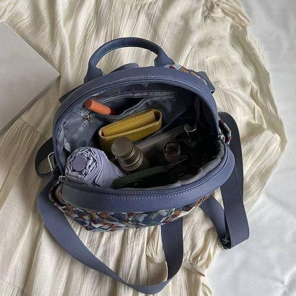 WTEMPO Women's Outdoor Versatile Large Capacity Backpacks Sports Backpacks Lightweight Plaid Printed Zipper Travel Backpacks Preppy Style School Bags