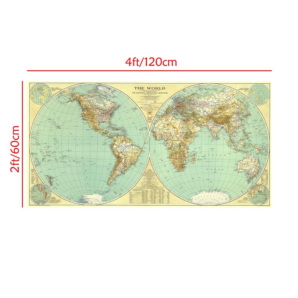 120*60cm World Map (1935) Wall Hanging Tapestry Backdrop Prints,Geographical Tools,Tourism/education Tools