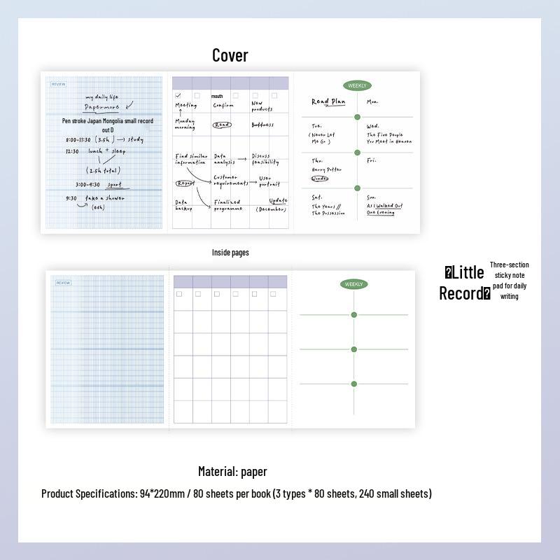 PaperMore Gradient Three-Piece Sticky Note Set - Daily Style for Journaling & Messages