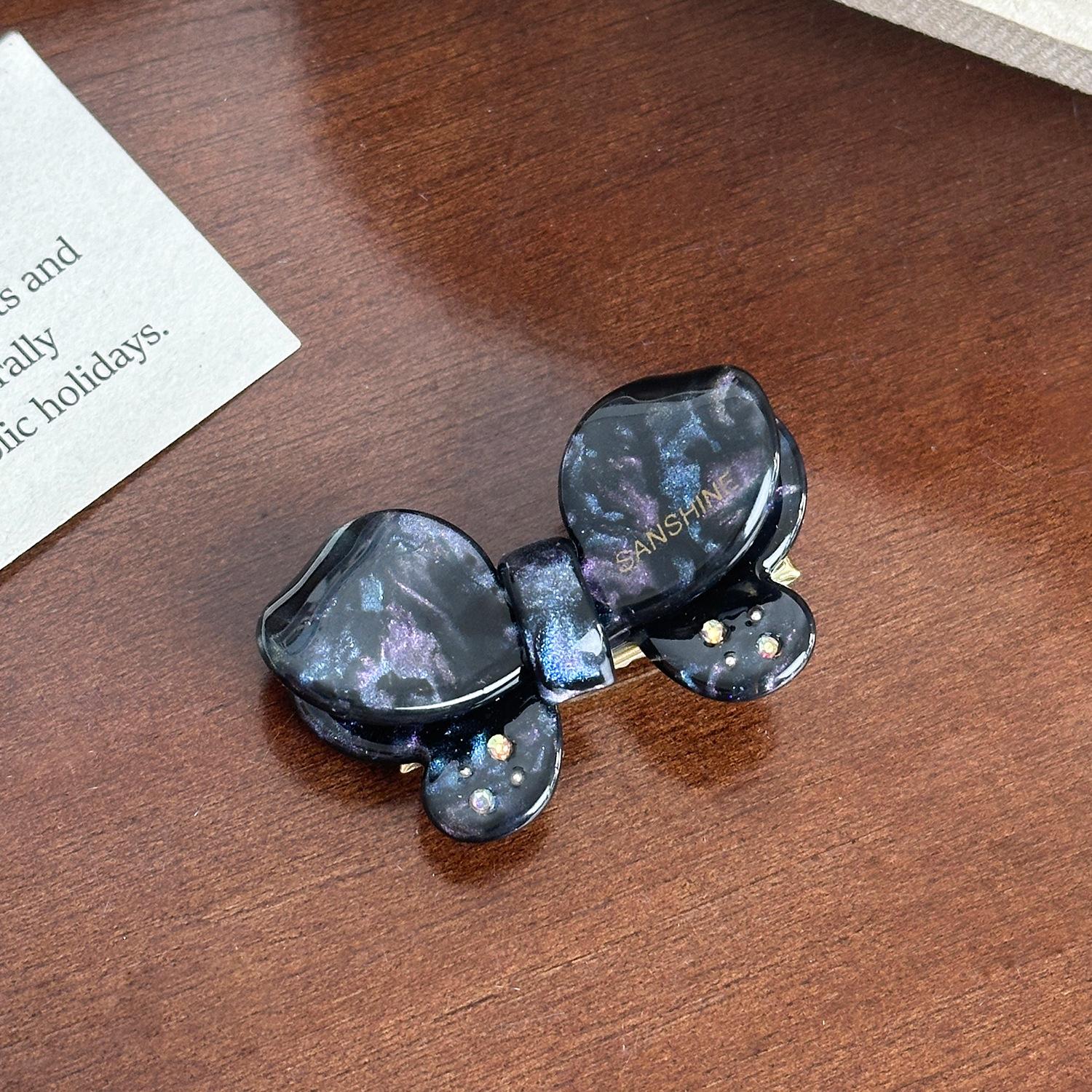 

Трендовая заколка-клипса для волос «Утиный клюв» с инкрустацией стразами в мечтательных синем и фиолетовом цветах для женщин Shiny Black