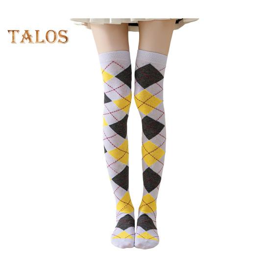 

1 пара зимних носков с ромбовидным принтом, теплые, очень свободные, чулки контрастного цвета для повседневной носки и танцев жёлтый