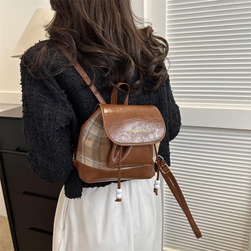 Stylish Black Brown White Casual Backpack For Students With Unique Design And Soft Pu Material