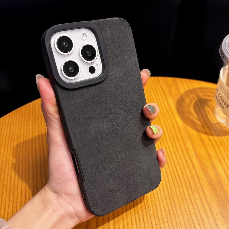 

Винтажный кожаный матовый магнитный чехол для iPhone 16 Pro Max 15 Pro 14 13 12 11 однотонный тонкий мягкий противоударный чехол для телефона Magsafe iPhone 15 Pro Max чёрный