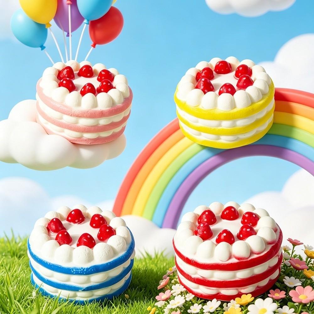 Strawberry Cake Design Simulation Food Toy PU Material Slow Rising Toy  Office Use