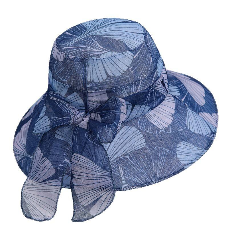 Summer Outing Sunscreen Mother Bucket Hat Thin Breathable Elegant Ladies Sun Hat Beach Sun Hat Foldable