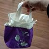Satin Silk Embroidery Flower Handbag Ruffle Floral Bucket Bag Sweet Hanfu Drawstrings Bag  Shopping