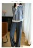 Women's Striped Color Block Polo Neck Knit Sweater - Long Sleeve, Autumn/Winter Top