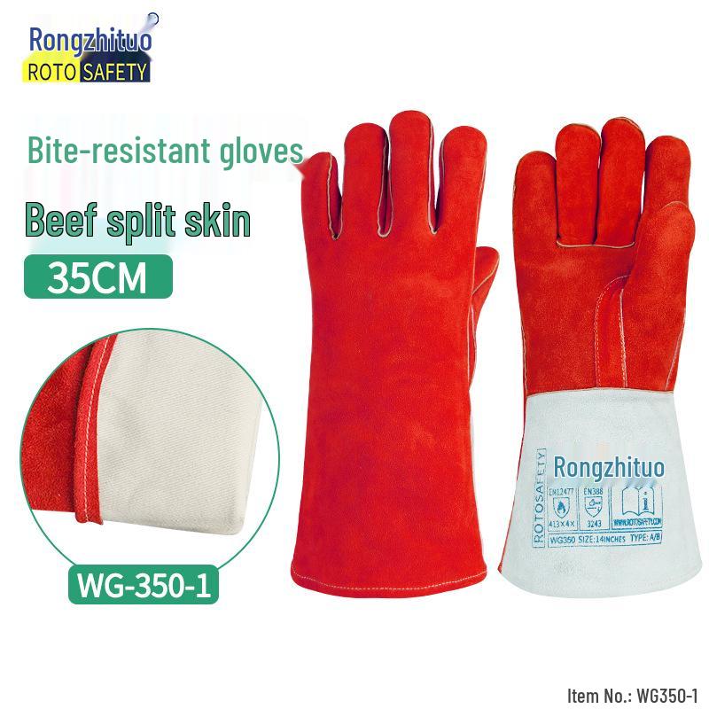 Rongzhitou Cowhide Anti-Bite & Scratch Gloves for Dog and Cat Training